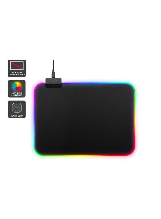 T-WOLF RGB LED Lighting Gaming USB Mouse Pad Waterproof Large Size RGB Mouse Pad ( LED RGB 25X30CM 4MM )